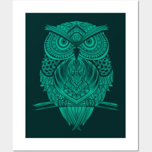 Wise Woodcut Owl Posters and Art